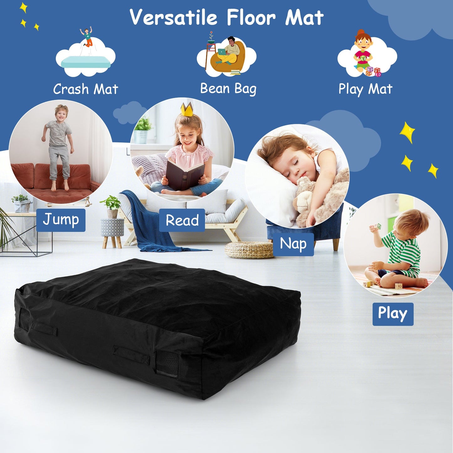 Gbruno Almohadilla Sensory Crash Pad de 47 x 35.5 Pulgadas - Negro