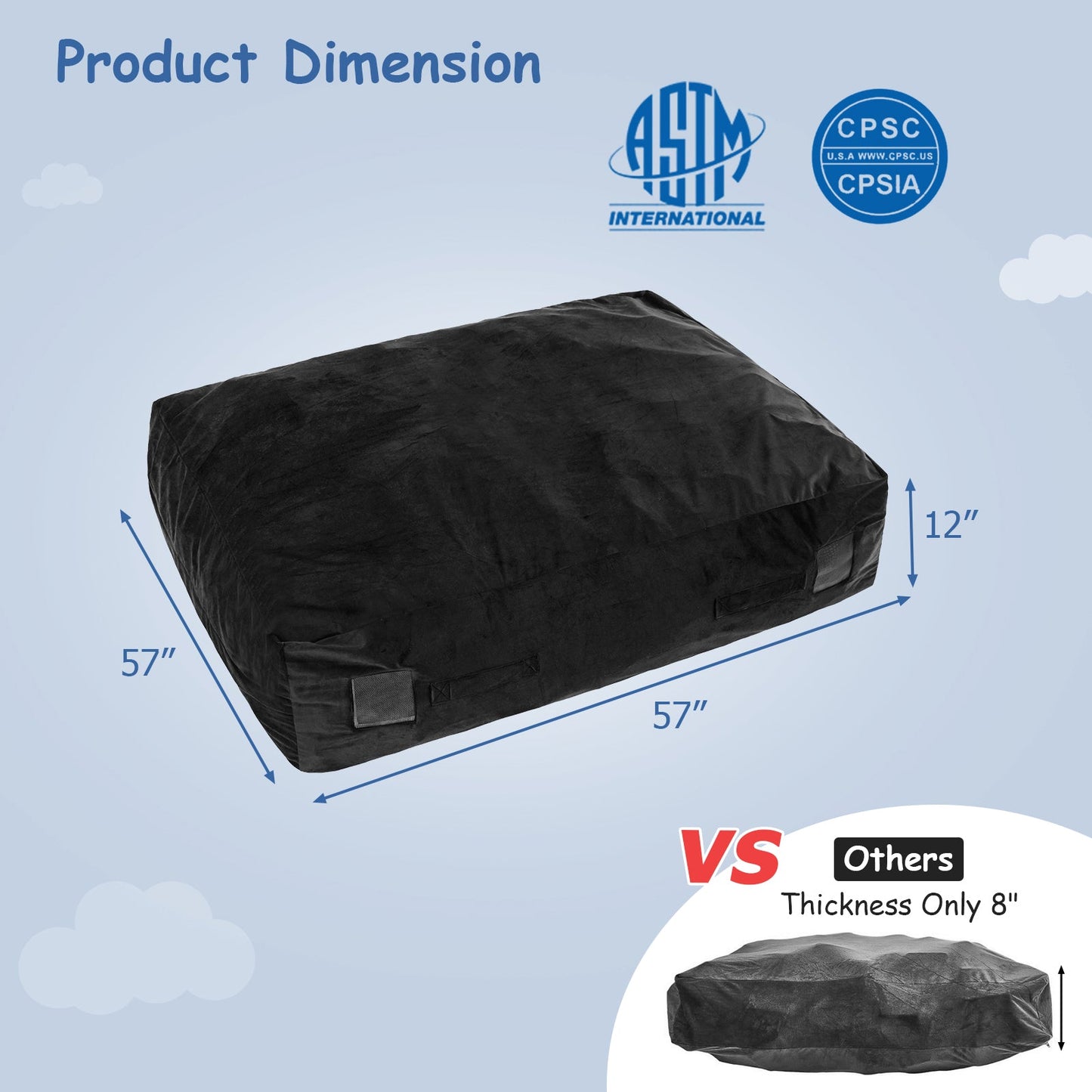Gbruno Almohadilla Sensory Crash Pad de 47 x 35.5 Pulgadas - Negro