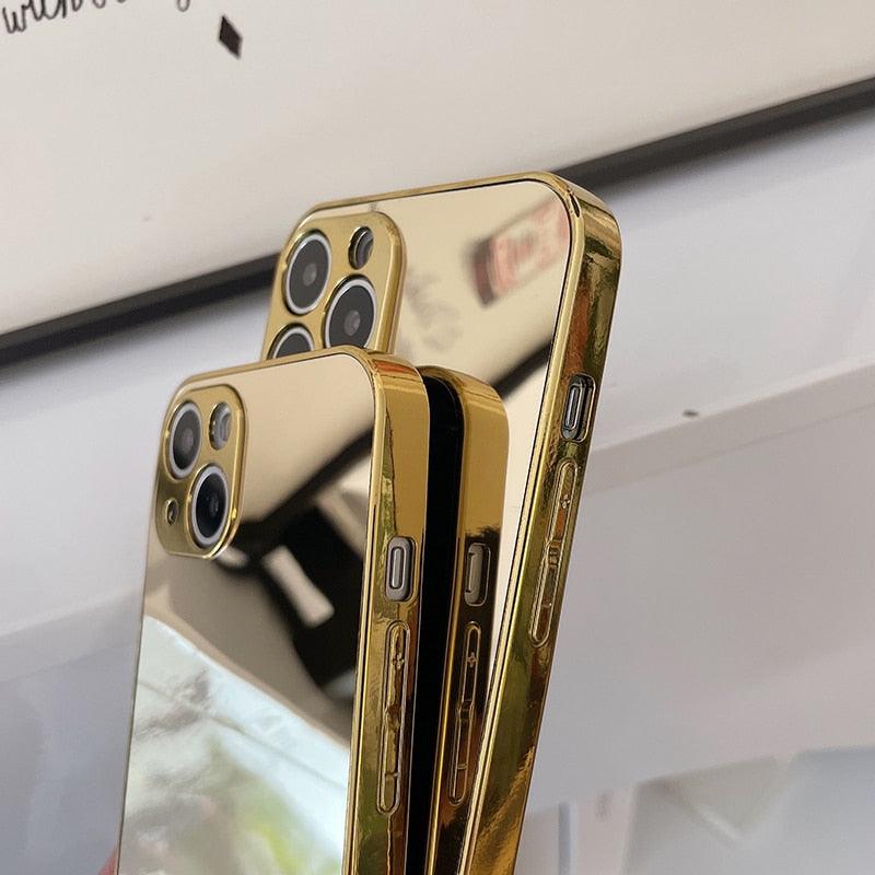 Coque de protection miroir arrière transparente de luxe pour iPhone