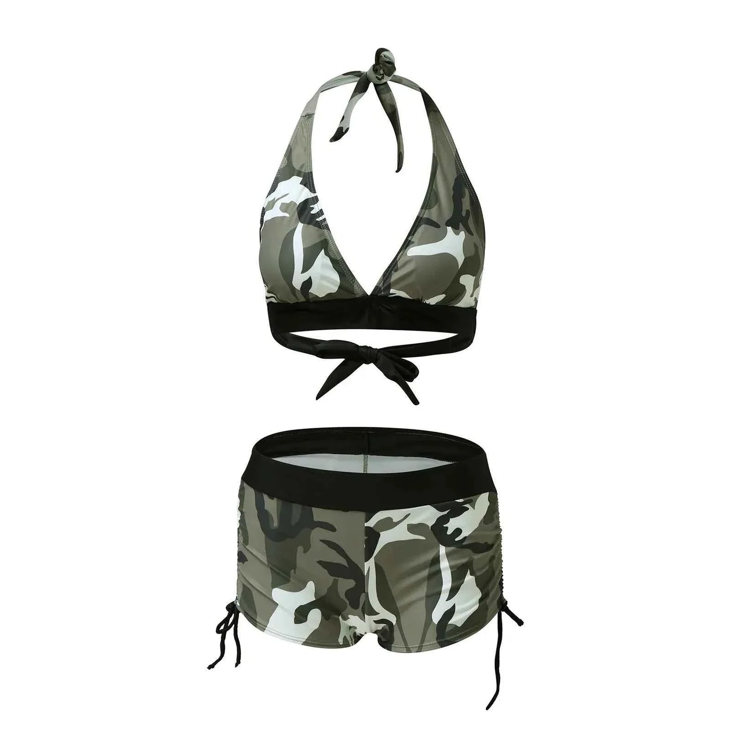 Conjunto de bikini de dos piezas con estampado de camuflaje