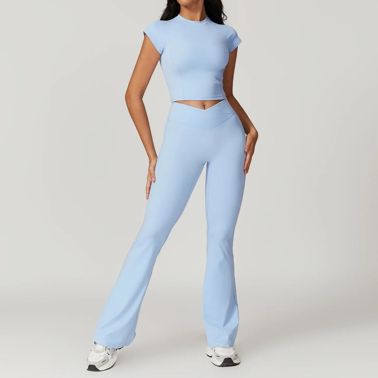 Ensemble de yoga pour femmes en 2 pièces : top court et leggings