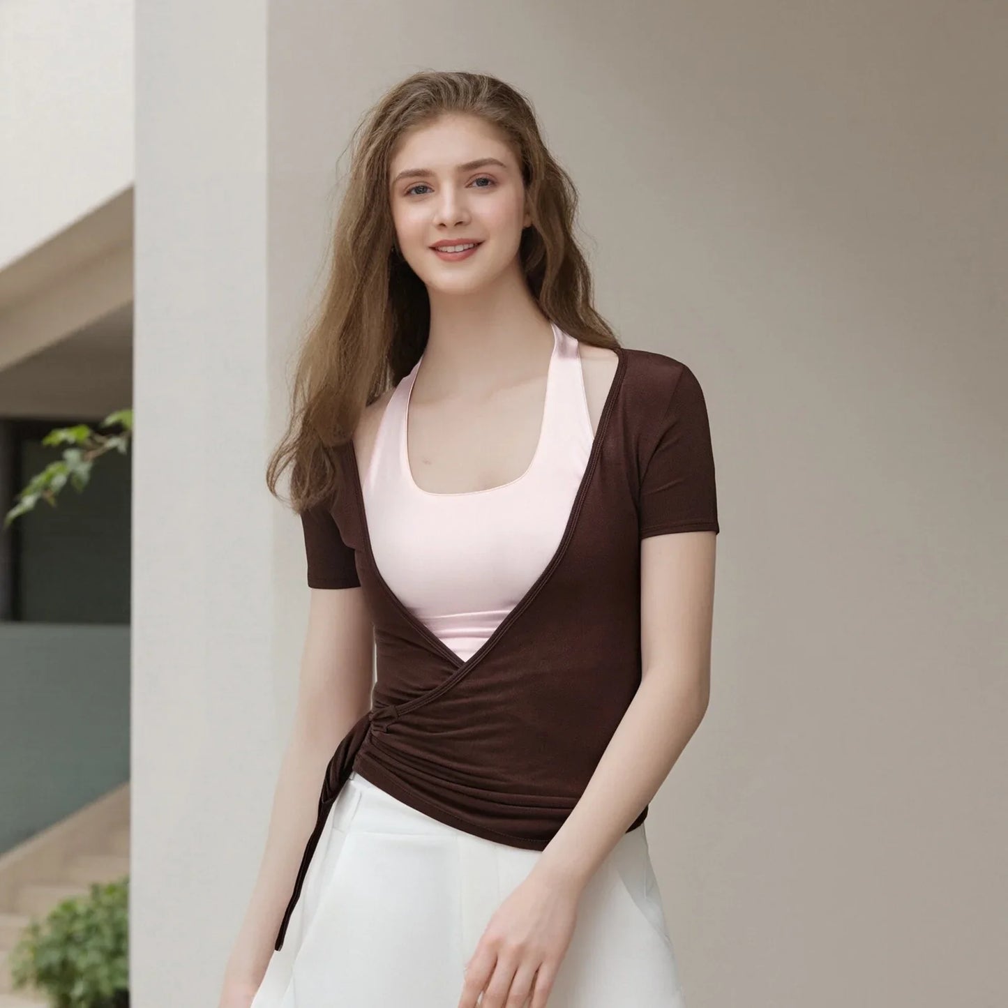 Crop Top V Neck Chic pour Femmes