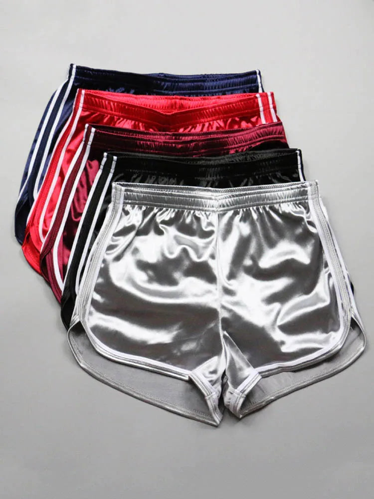 Pantalones Cortos de Playa de Seda de Verano para Mujer - Borde Blanco