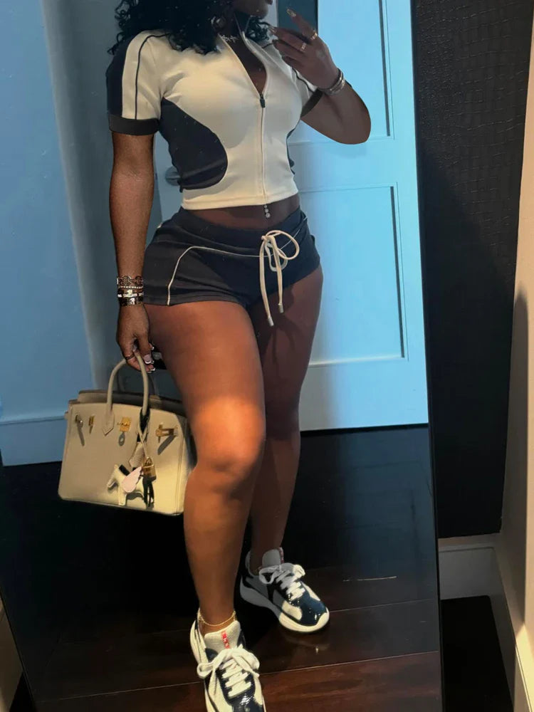 Ensemble de sport d'été bicolore chic pour femmes
