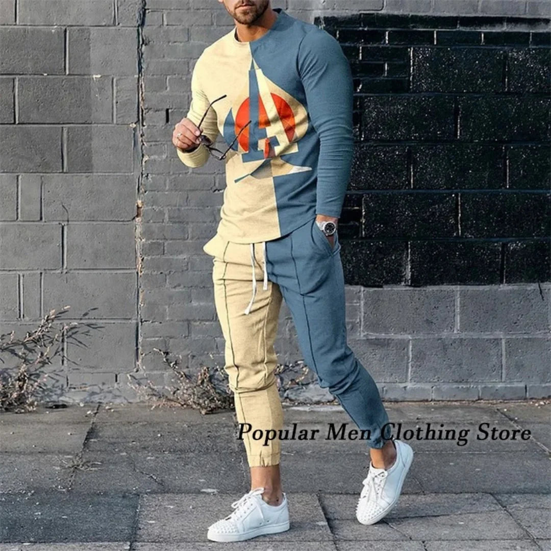 Conjunto de Chándal de Camiseta de Manga Larga y Pantalones para Hombre