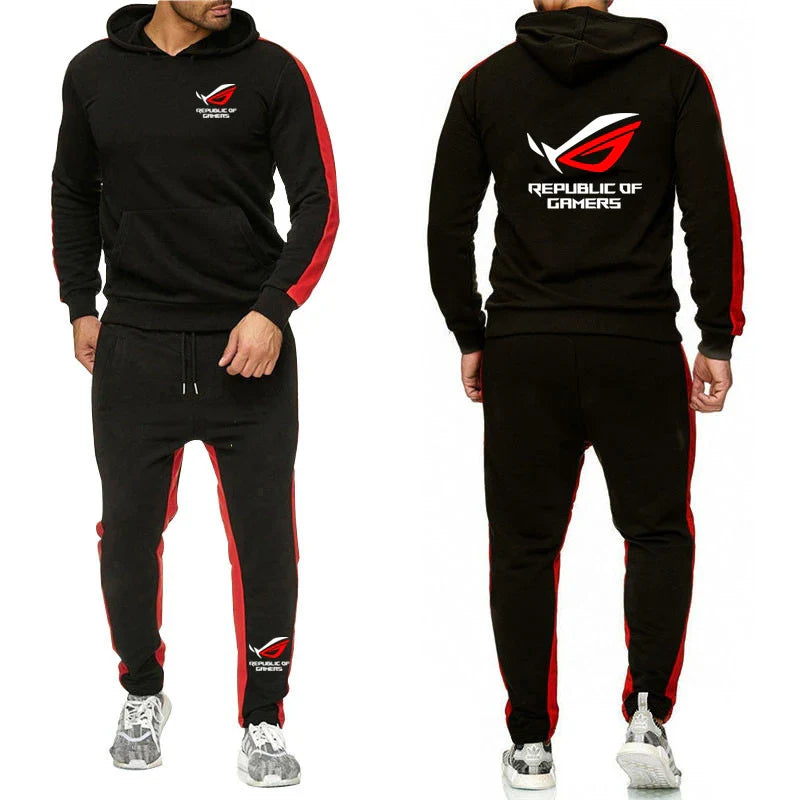 Conjunto de chándal de forro polar para hombre ROG: conjunto de jogger de color sólido