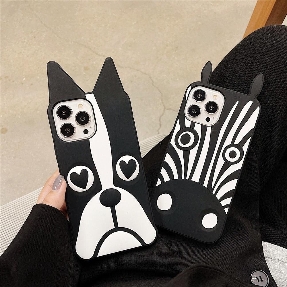 Cute 3D Cartoon Dog Silicone Phone Case for iPhone