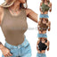 Summer Ribbed Tank Top with Built-In Bra Pads