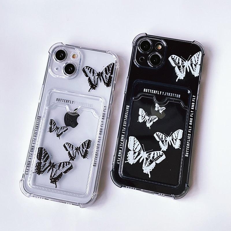 Transparent Butterfly Pattern Case for iPhone 14 Plus & More