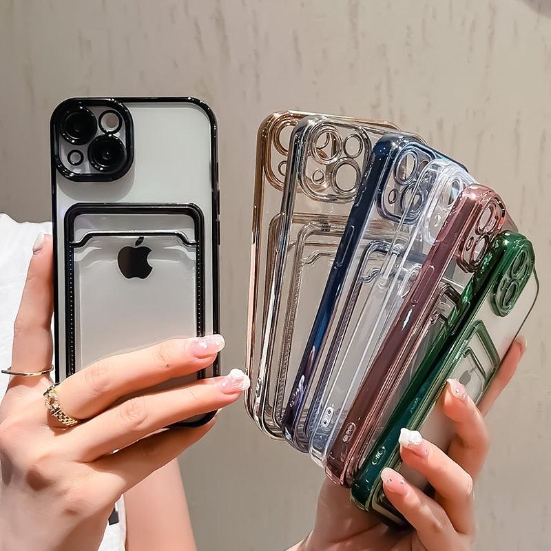 Coque de portefeuille transparente pour iPhone
