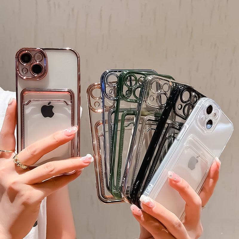 Coque de portefeuille transparente pour iPhone