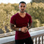 Men's V-Neck Short Sleeve Fitness T-Shirt