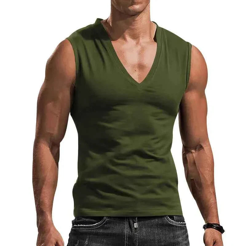 Débardeur d'entraînement en coton pour hommes, été, col en V