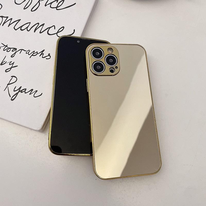 Coque de protection miroir arrière transparente de luxe pour iPhone