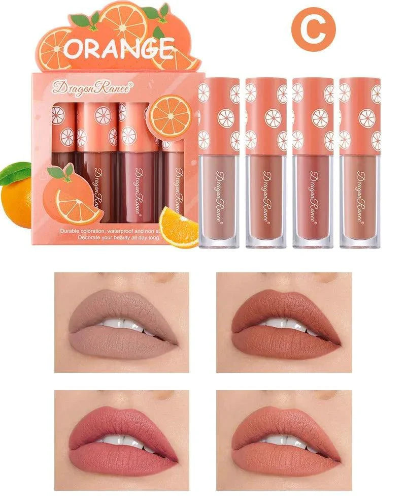 Conjunto de Mini Brillos Labiales Mate de Terciopelo - Colección de 4 Piezas