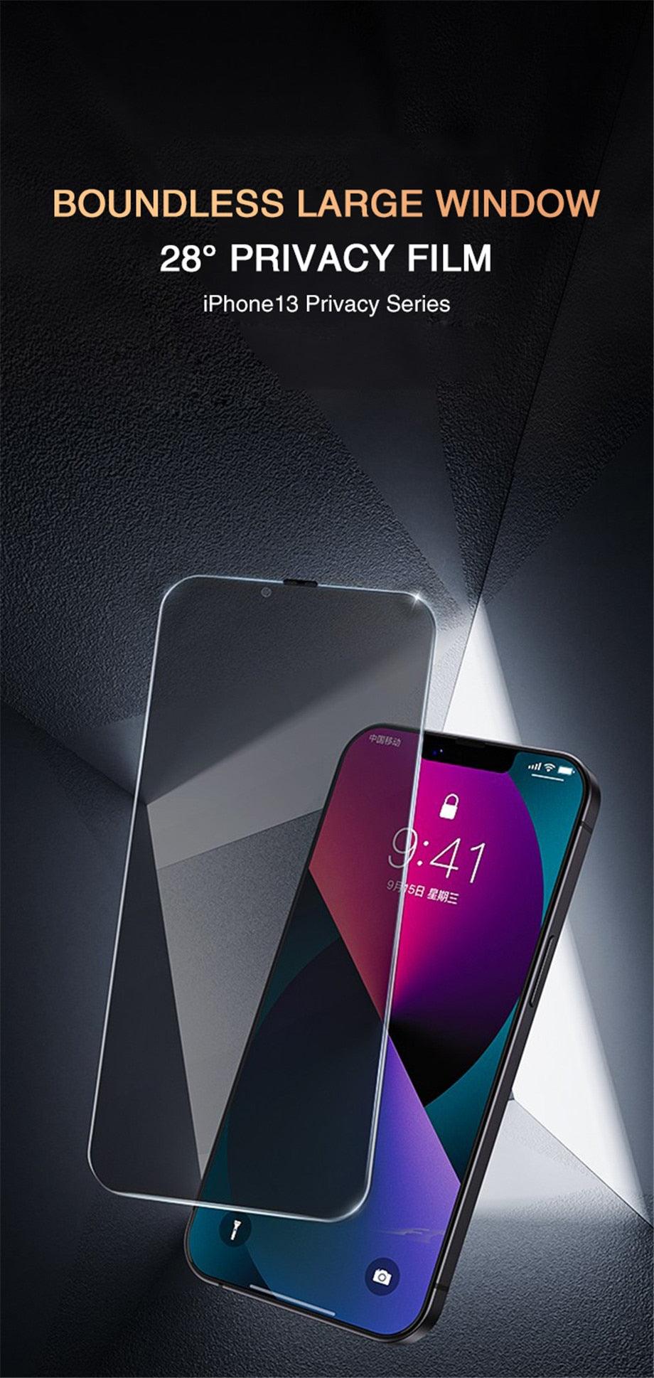Protecteurs d'écran en verre trempé de confidentialité 4PCS pour iPhone