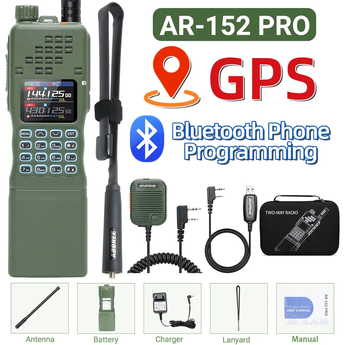 BAOFENG AR-152 PRO 10W GPS Bluetooth Radio Bidireccional