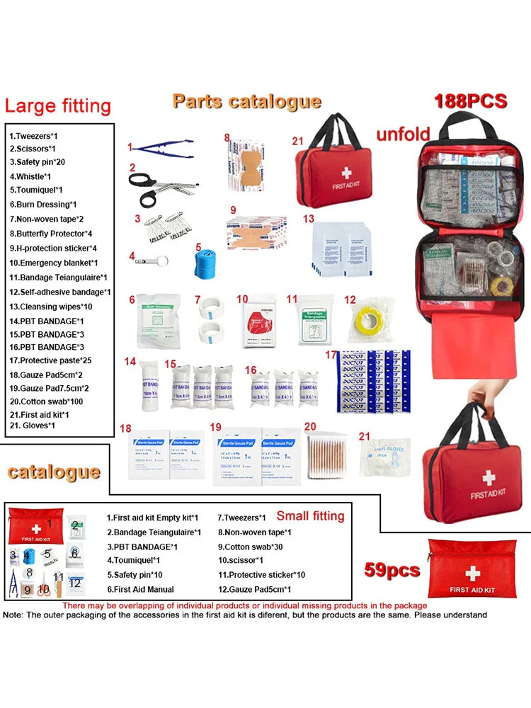 Kit de Primeros Auxilios de 188 Piezas para Emergencias