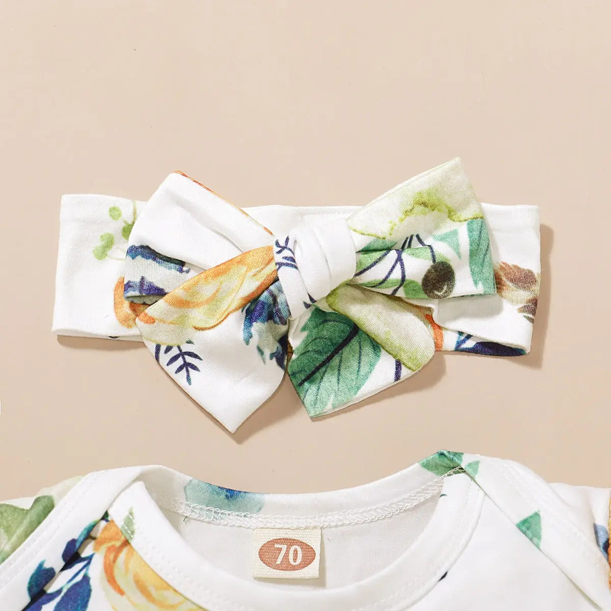 Three-Piece Girls Cotton Set: Romper, Skirt & Headband