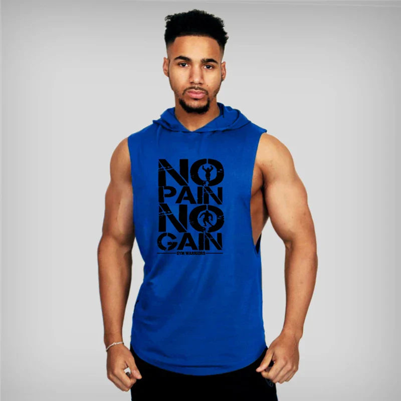 Camiseta sin mangas con capucha para gimnasio para hombres