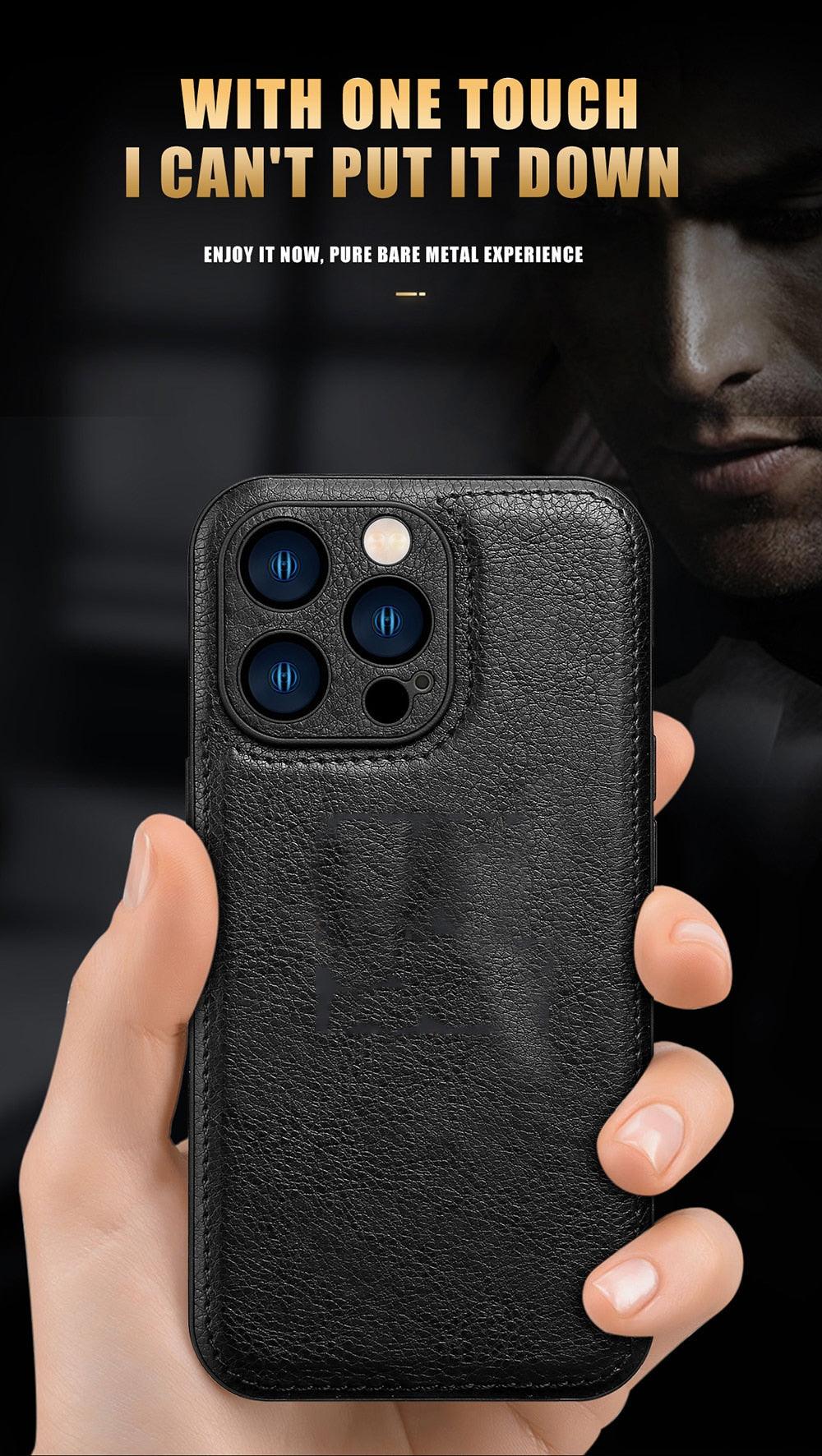 Coque de téléphone en cuir PU de luxe pour modèles d'iPhone