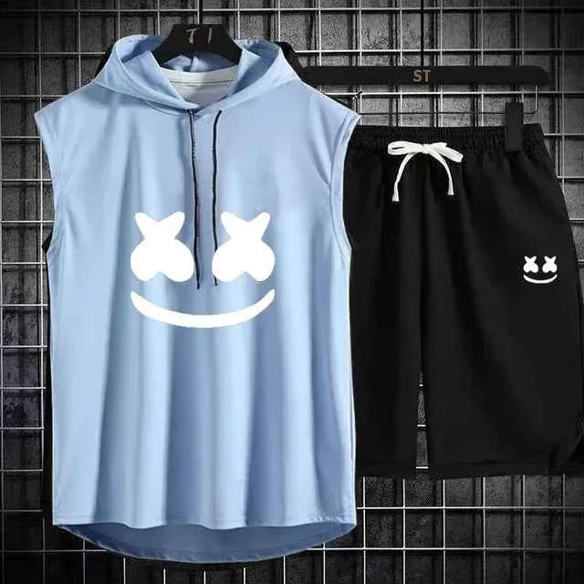 Conjunto de chándal con capucha casual para hombres de verano