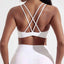 Solid Color Cross Fitness Bra with Chest Pad
