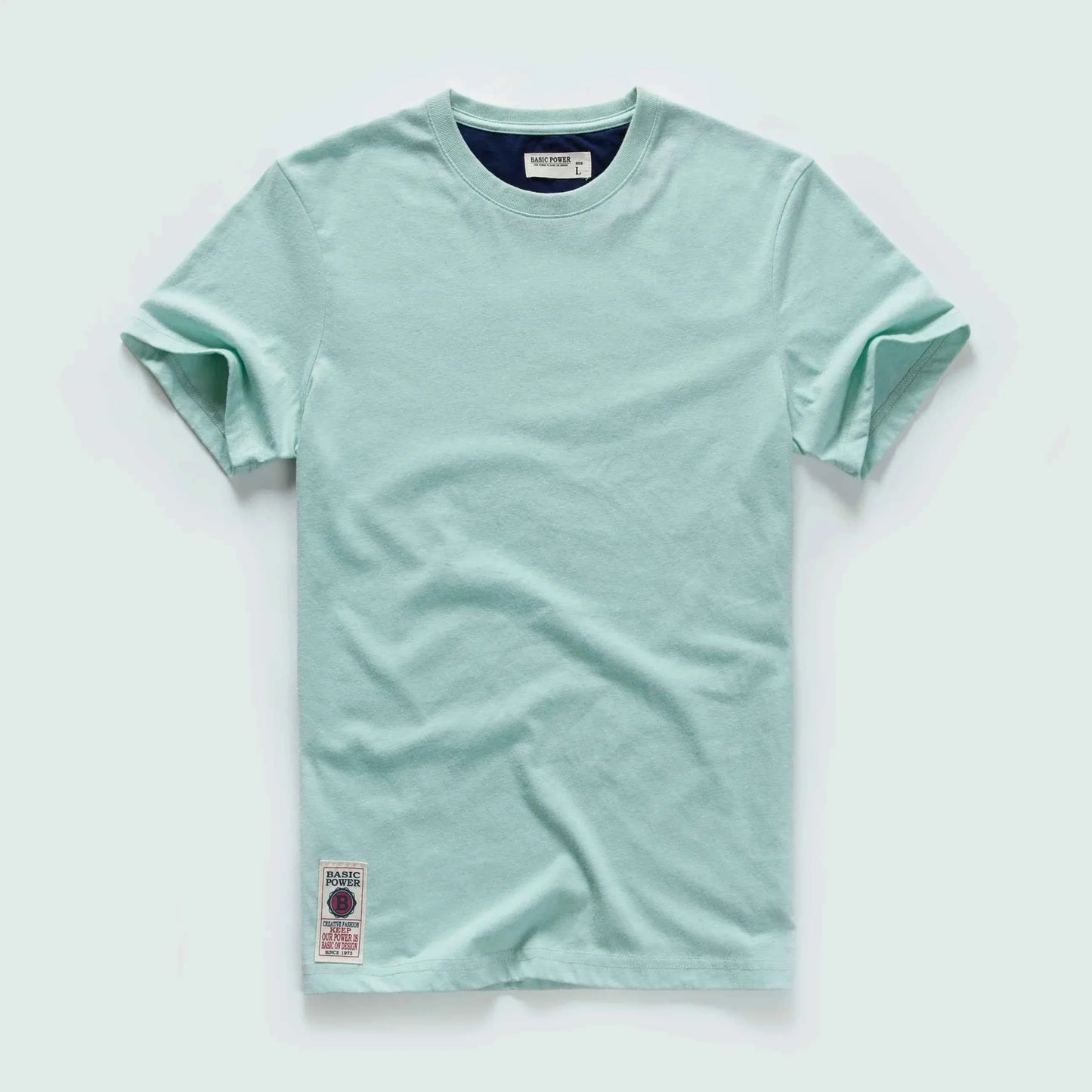 Camiseta Clásica de Algodón para Hombre con Cuello Redondo Sólido
