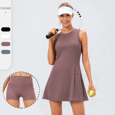 Women's Sleeveless Tennis Dress with Shorts