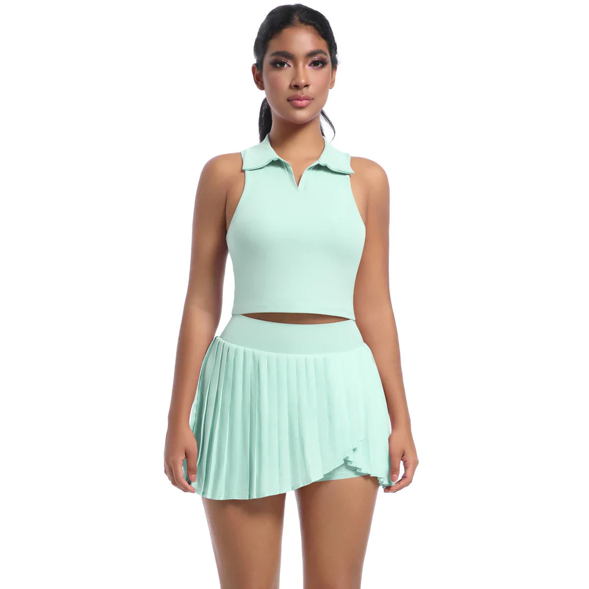 2 PCS Women's Yoga Gym Set: Bra & Skirt