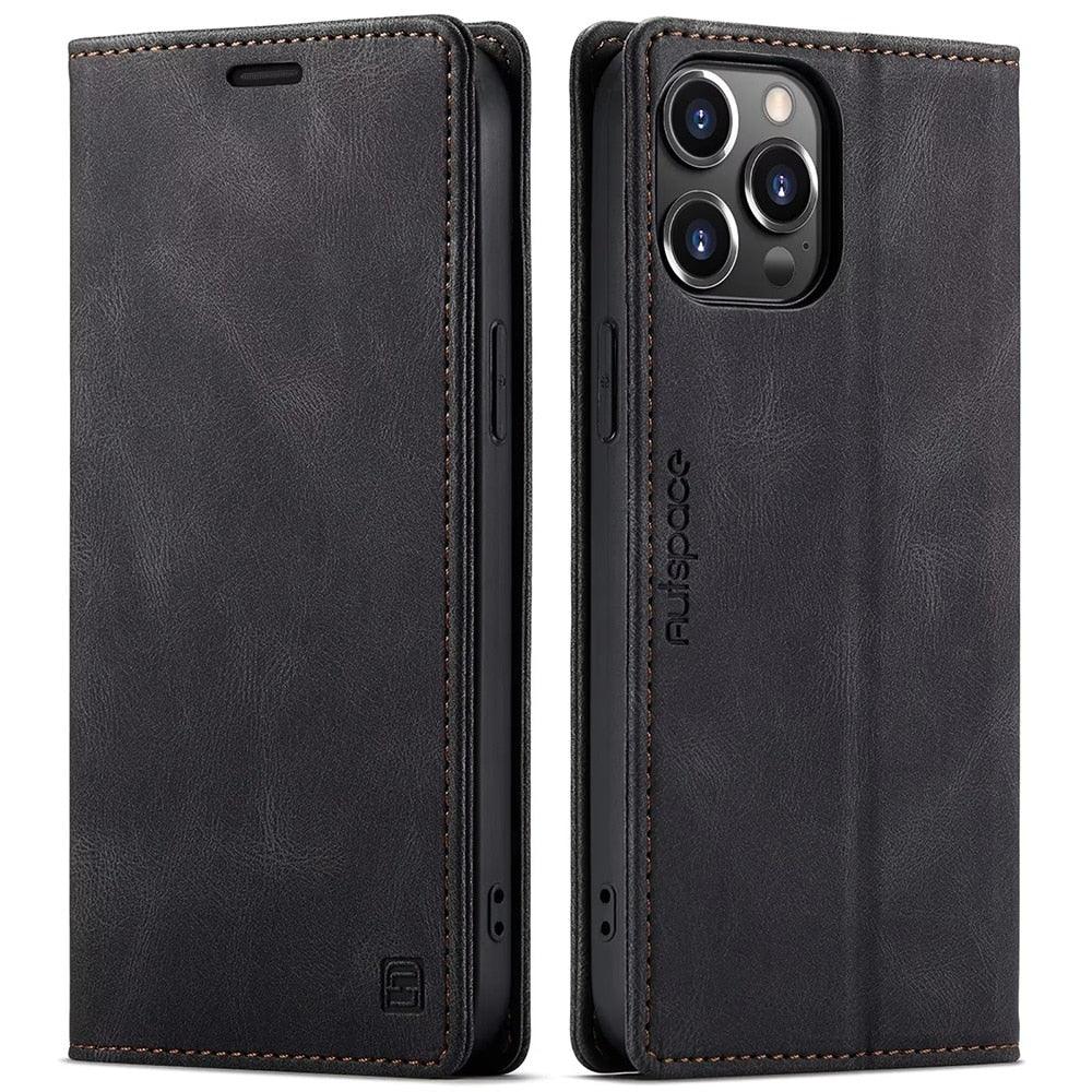 Premium Vintage Wallet Case for iPhone - Leather Flip Cover