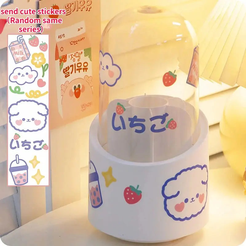 Rangement de pinceaux de maquillage de bureau élégant avec couvercle