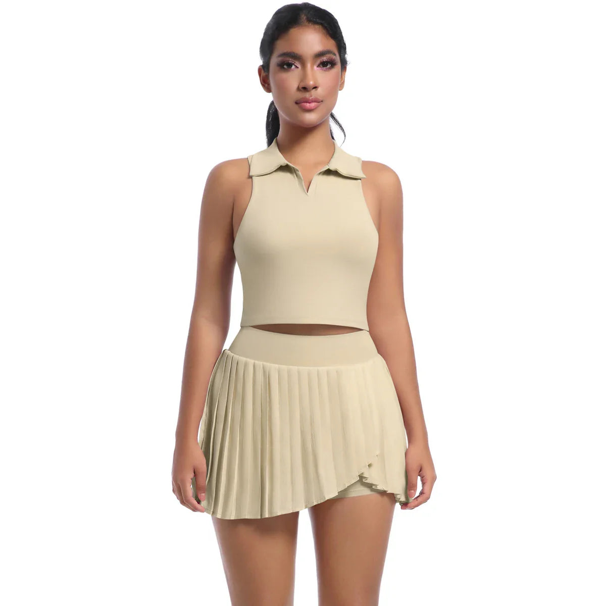 2 PCS Women's Yoga Gym Set: Bra & Skirt