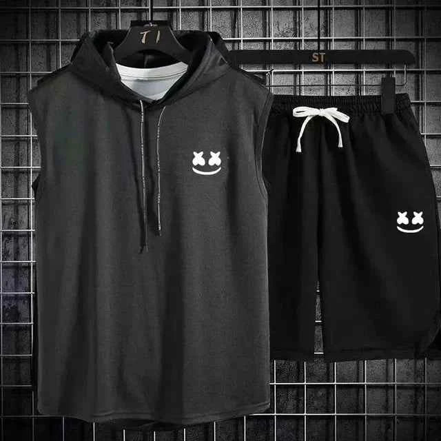 Conjunto de chándal con capucha casual para hombres de verano