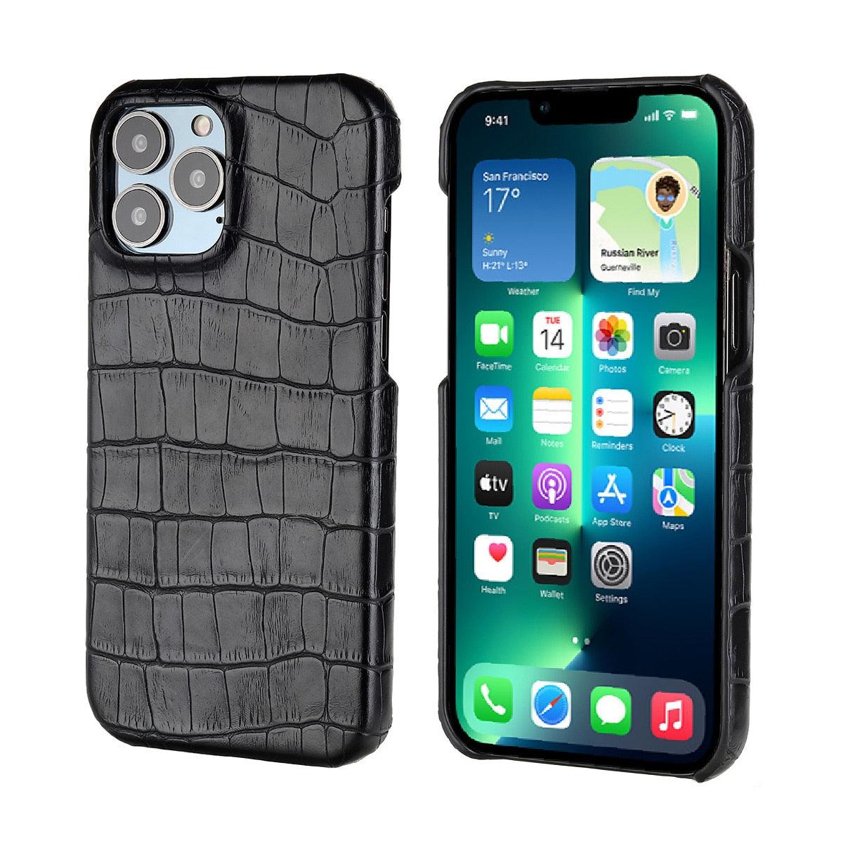 Coque en cuir premium pour iPhone 11, 12, 13, 14 Pro Max