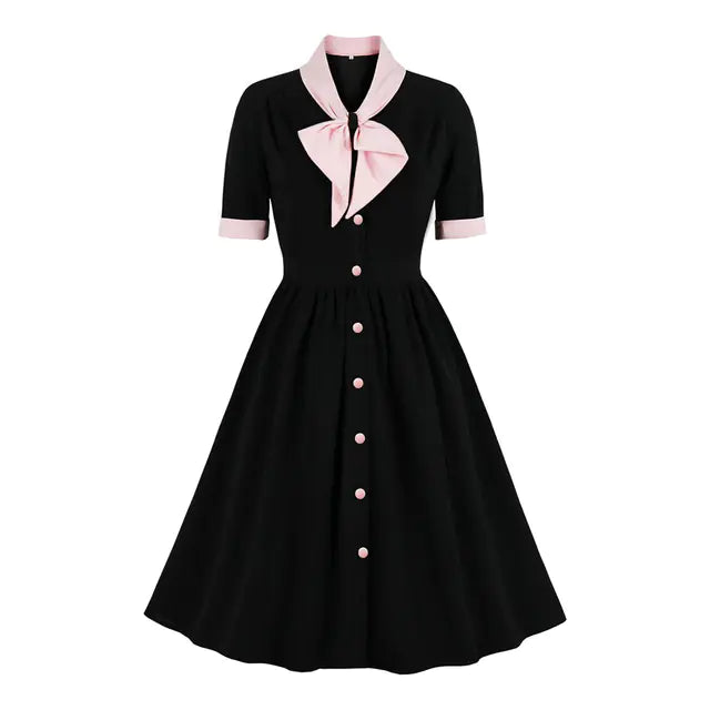 Robe de fête rétro en maille brodée élégante des années 1950