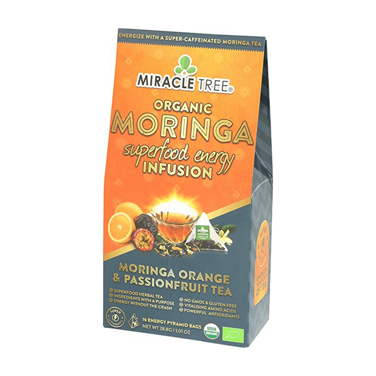 Thé énergisant Moringa avec orange et fruit de la passion