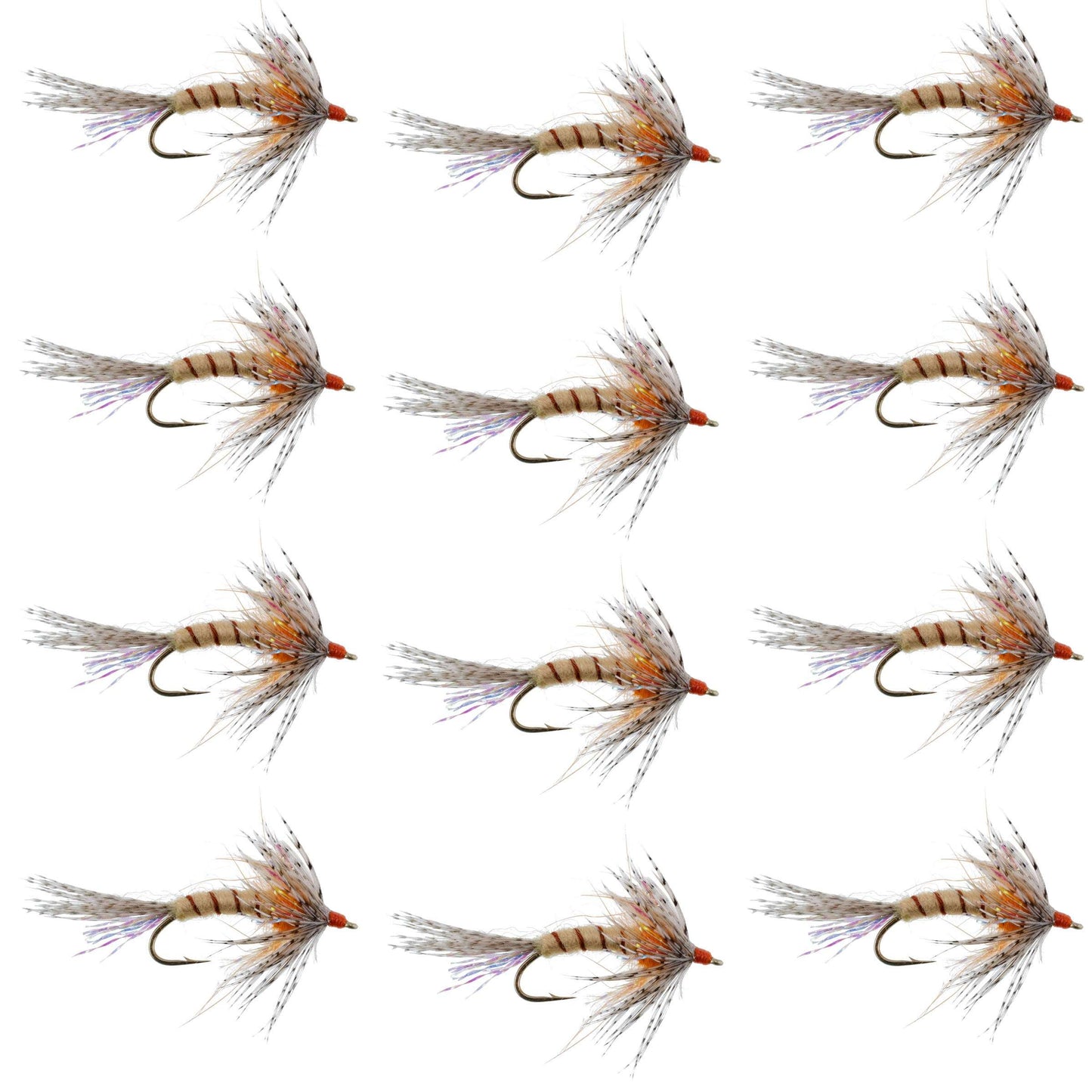Mouches noyées Orange Shakey Bealy Fall Soft Hackle - 1 Douzaine de Mouches Taille 10
