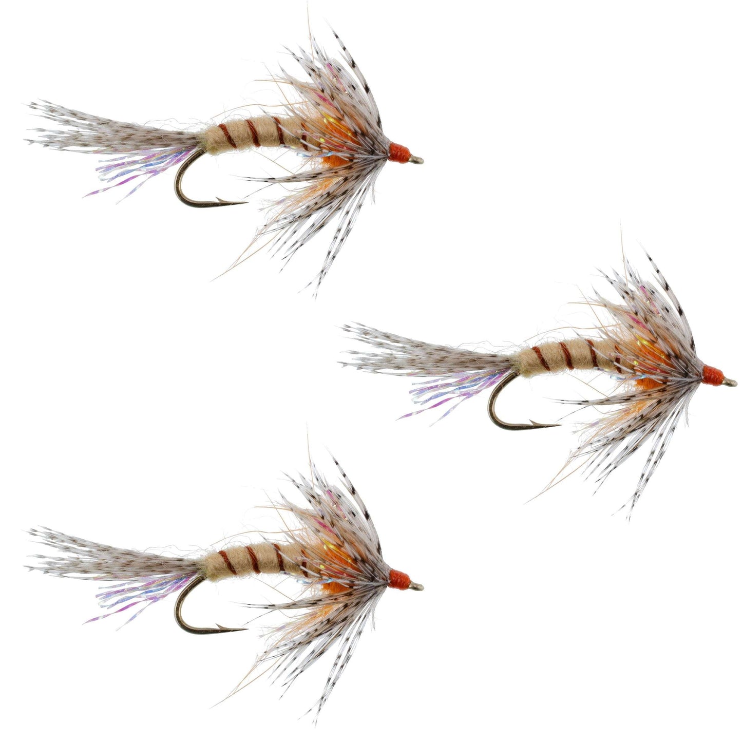 Paquete de 3 Moscas Húmedas Soft Hackle Naranja Shakey Bealy Otoño - Tamaño 10