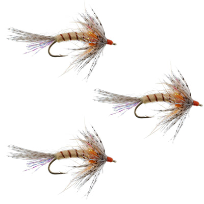 3 Pack Orange Shakey Bealy Fall Soft Hackle Wet Fly - Size 10