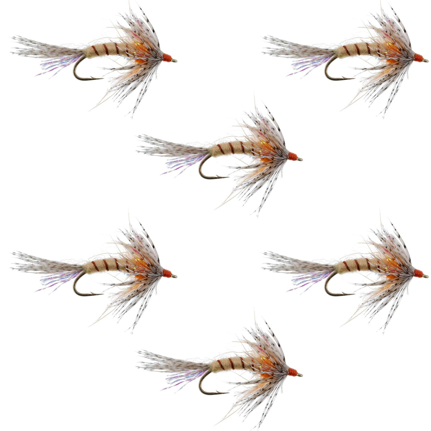 Mouches noyées Orange Shakey Bealy Fall Soft Hackle - Taille 10 (Pack de 6)