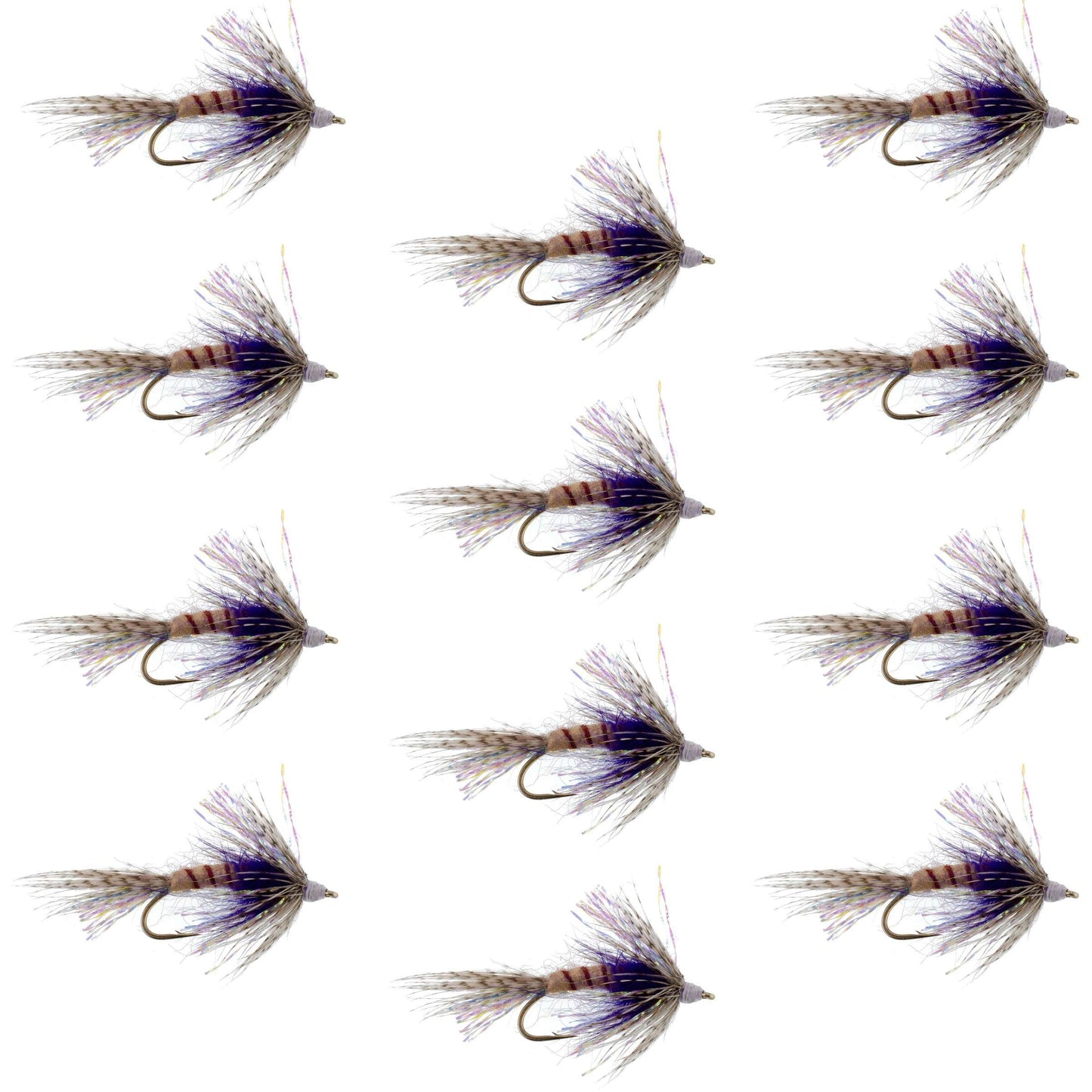 Mouches noyées Purple Shakey Bealy Fall Soft Hackle - 1 Douzaine de Mouches Taille 10
