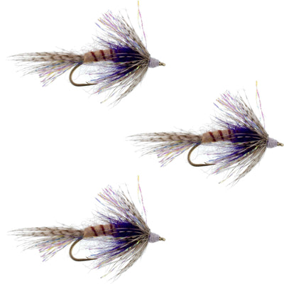 3 Pack Purple Shakey Bealy Fall Soft Hackle Wet Fly - Size 10
