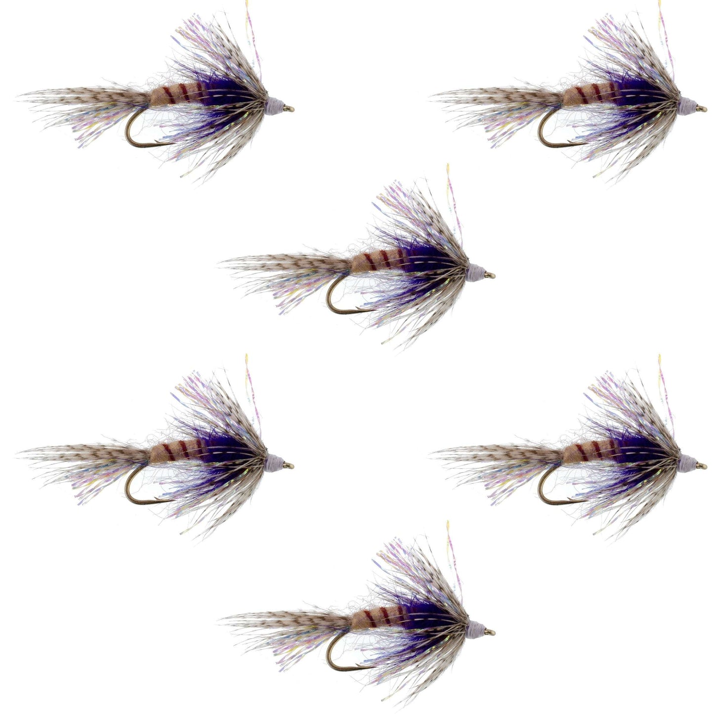 Mosca Húmeda Soft Hackle Purple Shakey Bealy Otoño - Tamaño 10 (Paquete de 6)