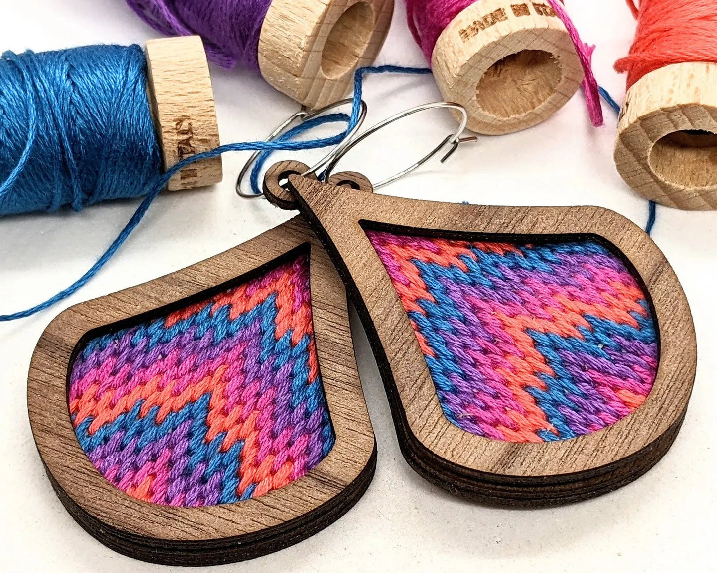 Kit de Boucles d'Oreilles Bargello Brillant - Noyer