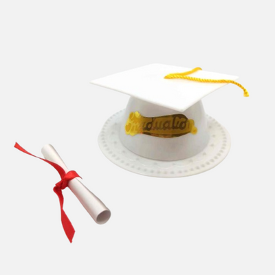 Graduation Cap Cake Topper with Diploma - Various Colors