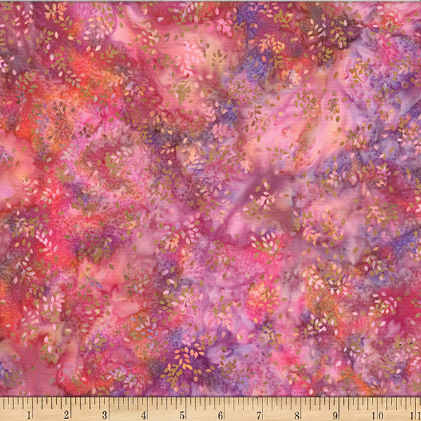 Tela de Algodón Ditsy Leaves Batik de Bali en Color Camarón - 44"/45" por Yarda