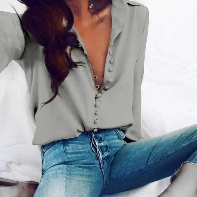 Blusa Casual Chic para Mujeres con Elegante Detalle de Botón