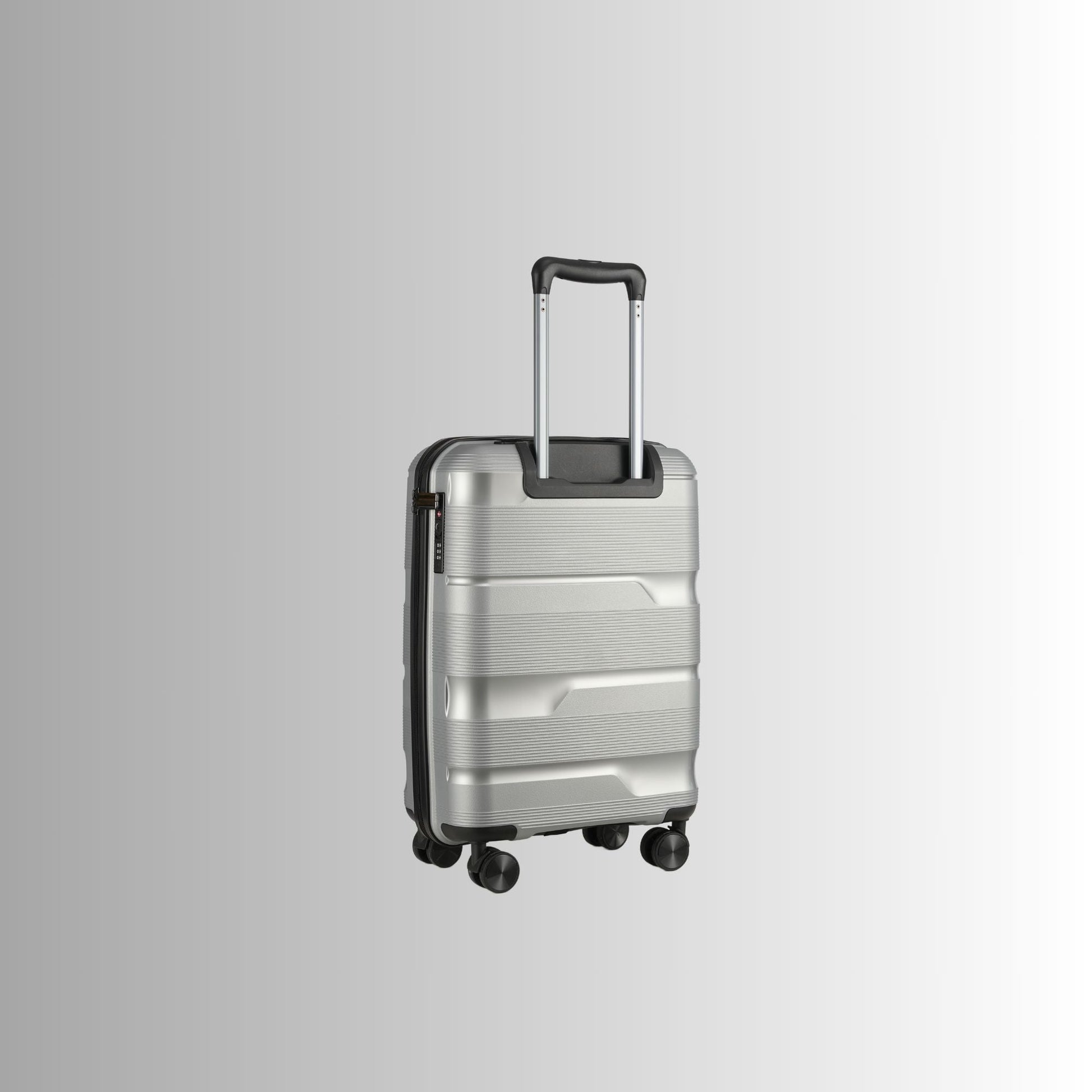 Compact 20-Inch Silver Hardcase Spinner Luggage with 360-Degree Mobility - Korvel