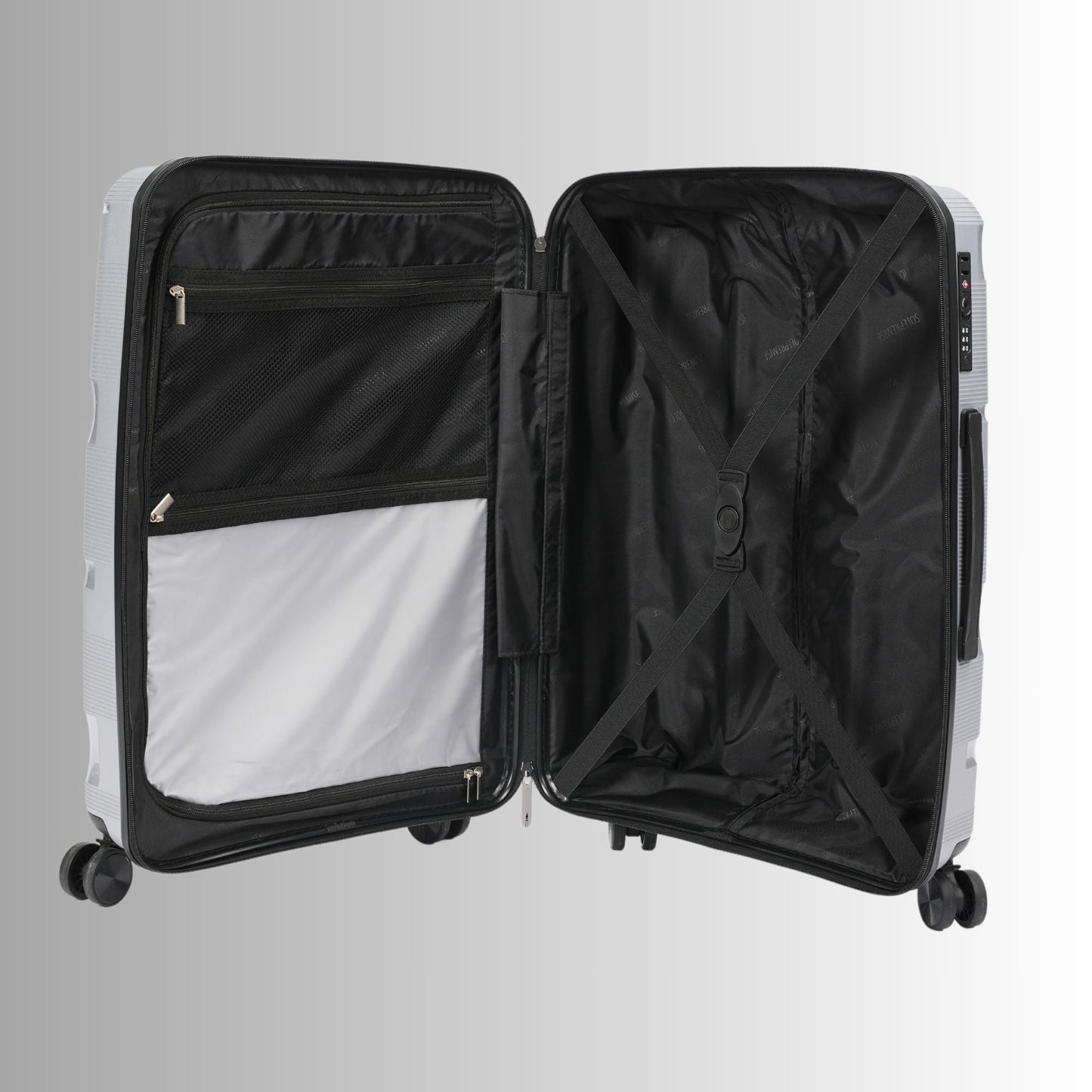 Stylish 24-Inch Silver Hardcase Spinner Luggage with TSA Lock - Korvel